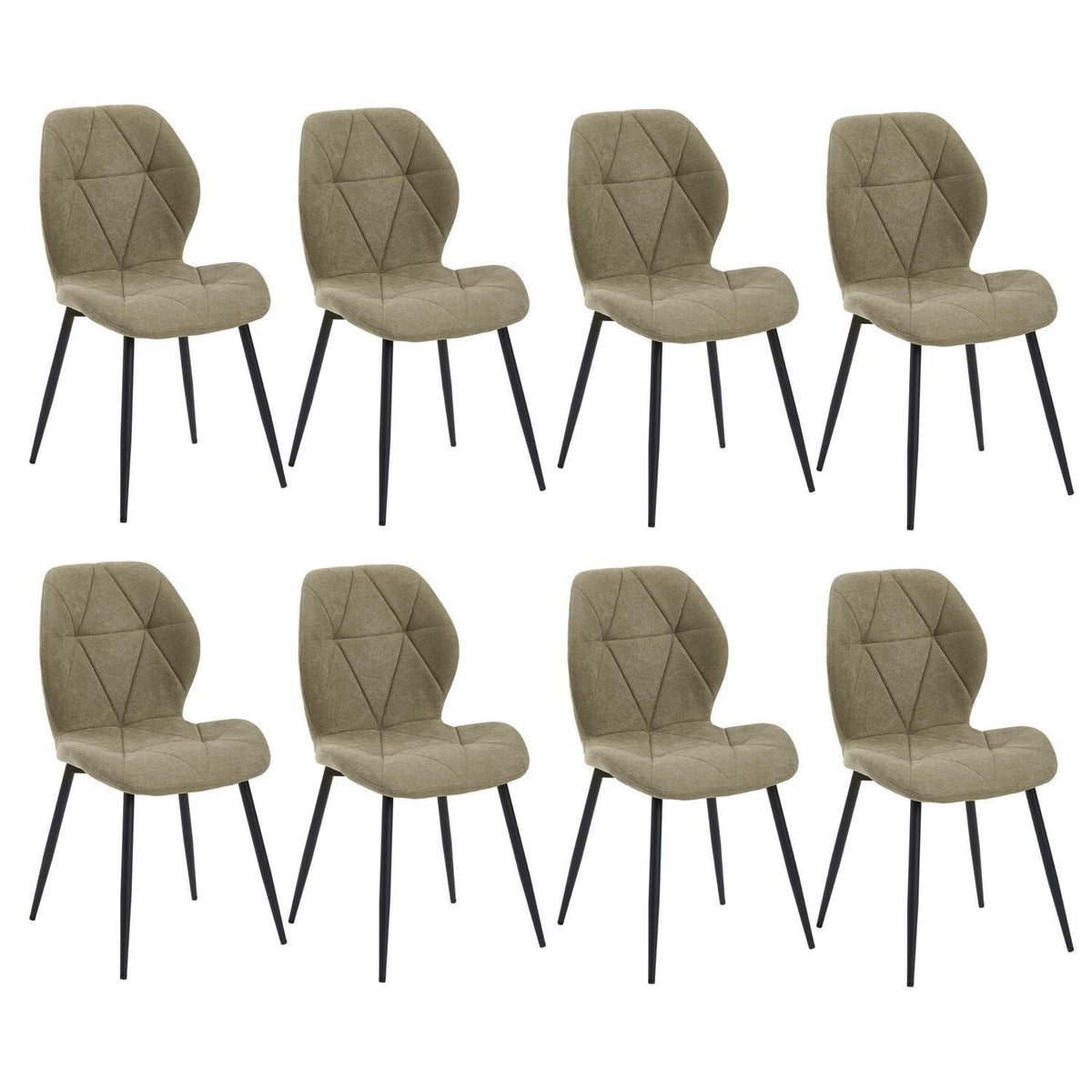 8 Esszimmerstühle Modern Gepolstert Grün Rautenmuster