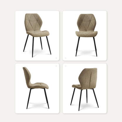 8 Esszimmerstühle Modern Gepolstert Grün Rautenmuster