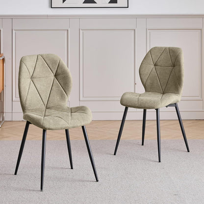 8 Esszimmerstühle Modern Gepolstert Grün Rautenmuster