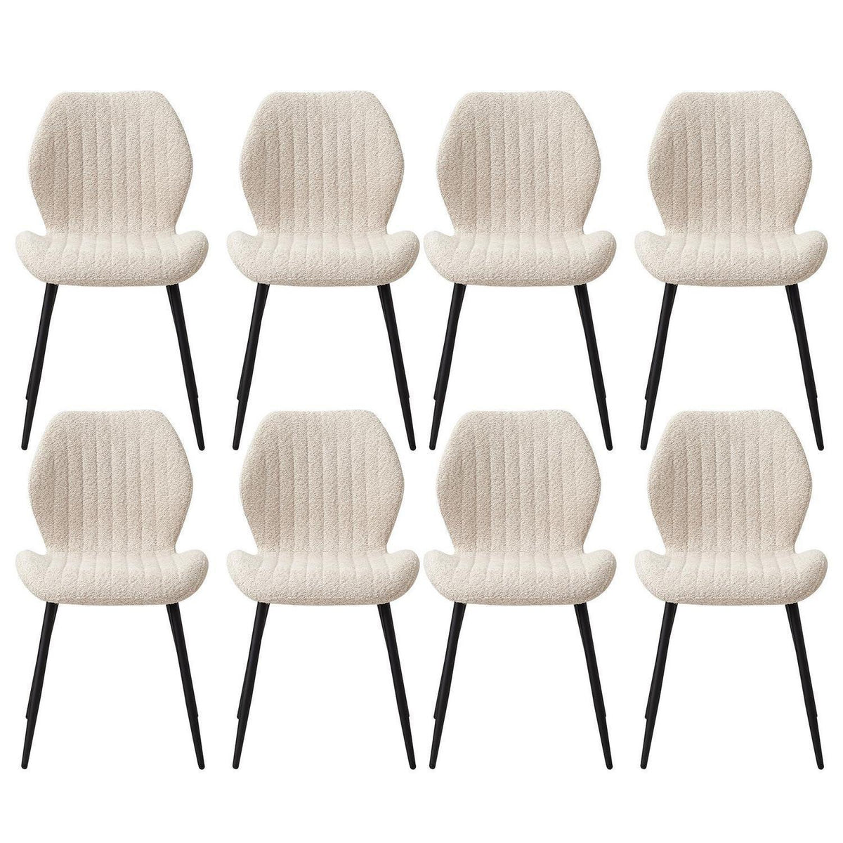 8er Set Esszimmerstühle Modern Beige Streifenmuster