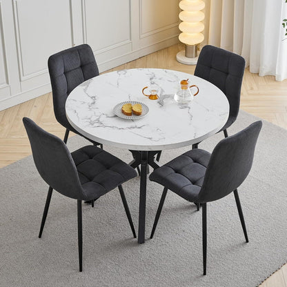 Moderner runder Esstisch weiß & schwarz – 100cm für 4-6 Personen