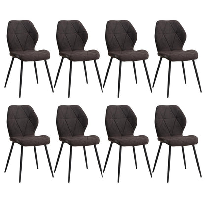 8 Esszimmerstühle Modern Gepolstert Schwarz Rautenmuster