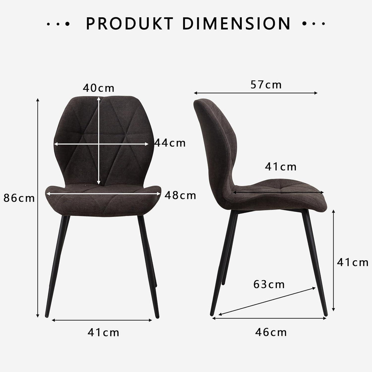 8 Esszimmerstühle Modern Gepolstert Schwarz Rautenmuster