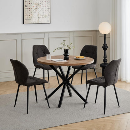8 Esszimmerstühle Modern Gepolstert Schwarz Rautenmuster
