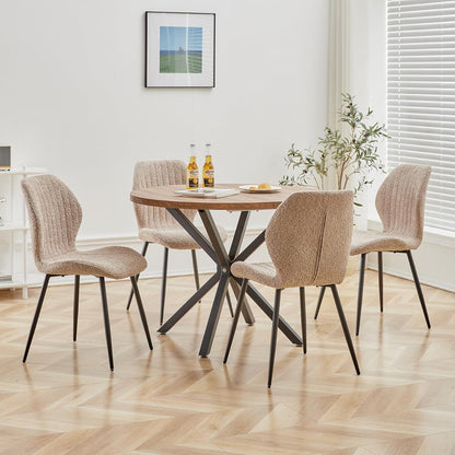 8er Set Moderne Esszimmerstühle Braun mit Streifenmuster