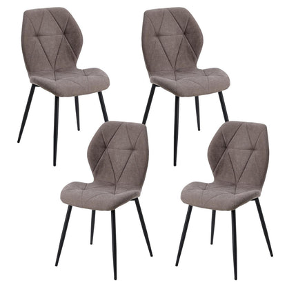 Moderner Esszimmerstuhl Set Braun – 4er Pack mit Rautenmuster