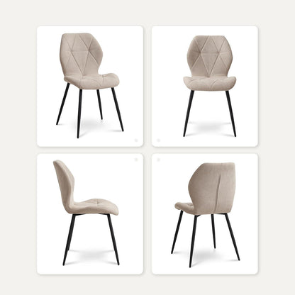 8 Esszimmerstühle Modern Beige Gepolstert mit Rautenmuster