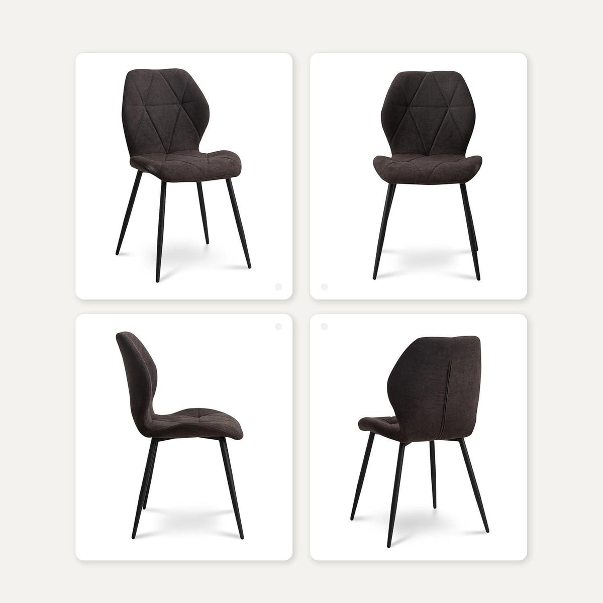 Moderner Esszimmerstuhl Set 4er – Gepolstert, Rautenmuster Schwarz