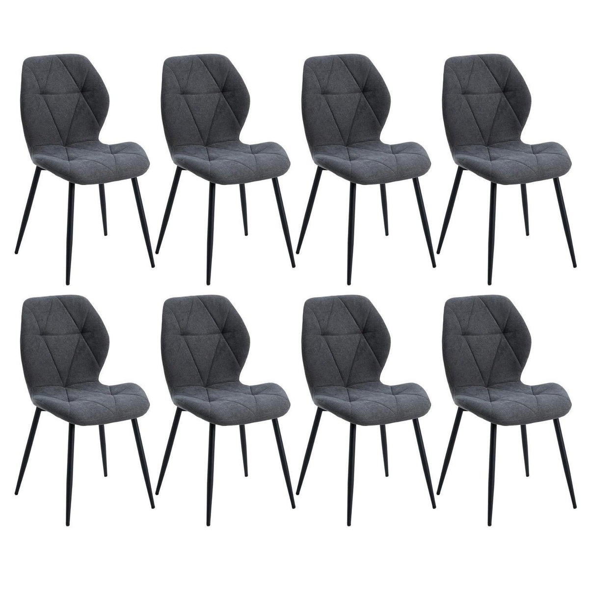 8 Esszimmerstühle Modern Gepolstert Dunkelgrau
