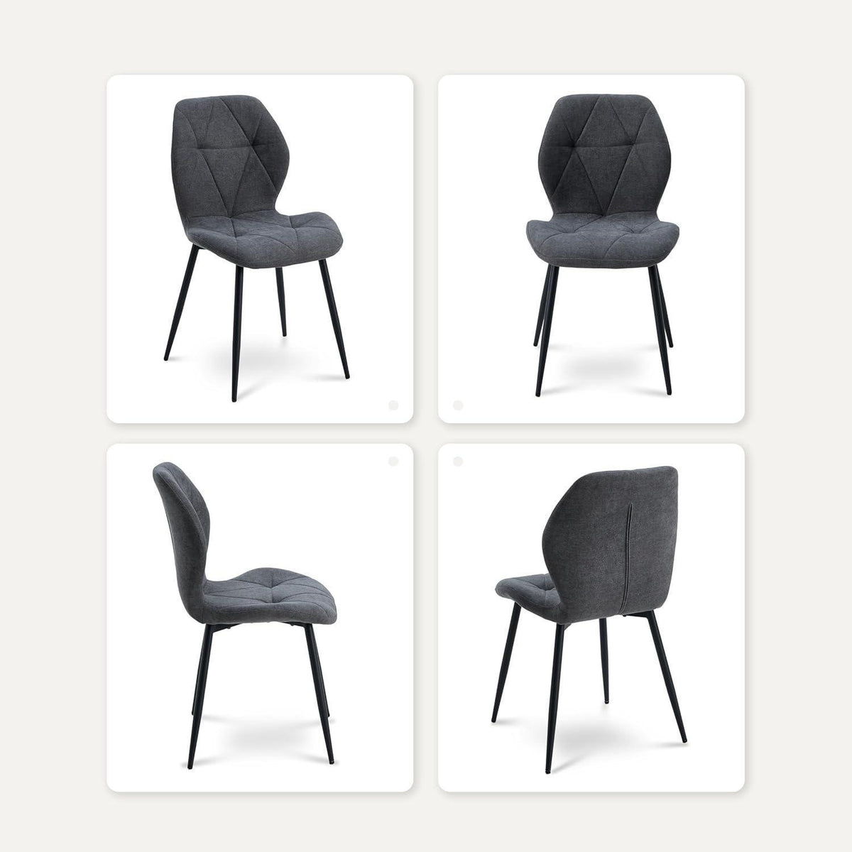 8 Esszimmerstühle Modern Gepolstert Dunkelgrau