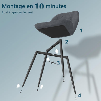 8 Esszimmerstühle Modern Gepolstert Dunkelgrau