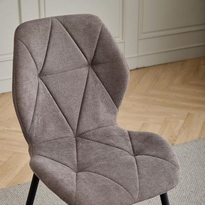 8er-Set Moderne Esszimmerstühle Braun, Gepolstert mit Rautenmuster
