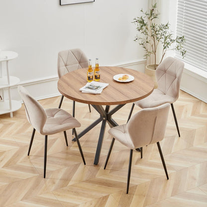 Moderner Esszimmerstuhl Set 4er – Gepolstert, Beige, Metallbeine