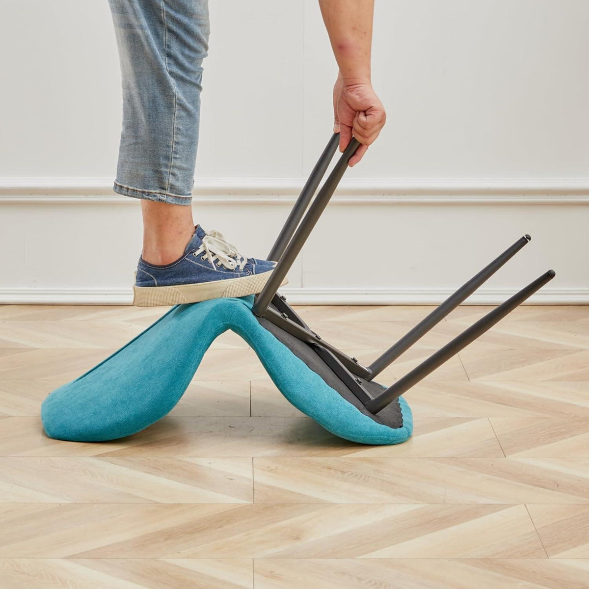 8 Esszimmerstühle Modern Blau Gepolstert mit Rautenmuster