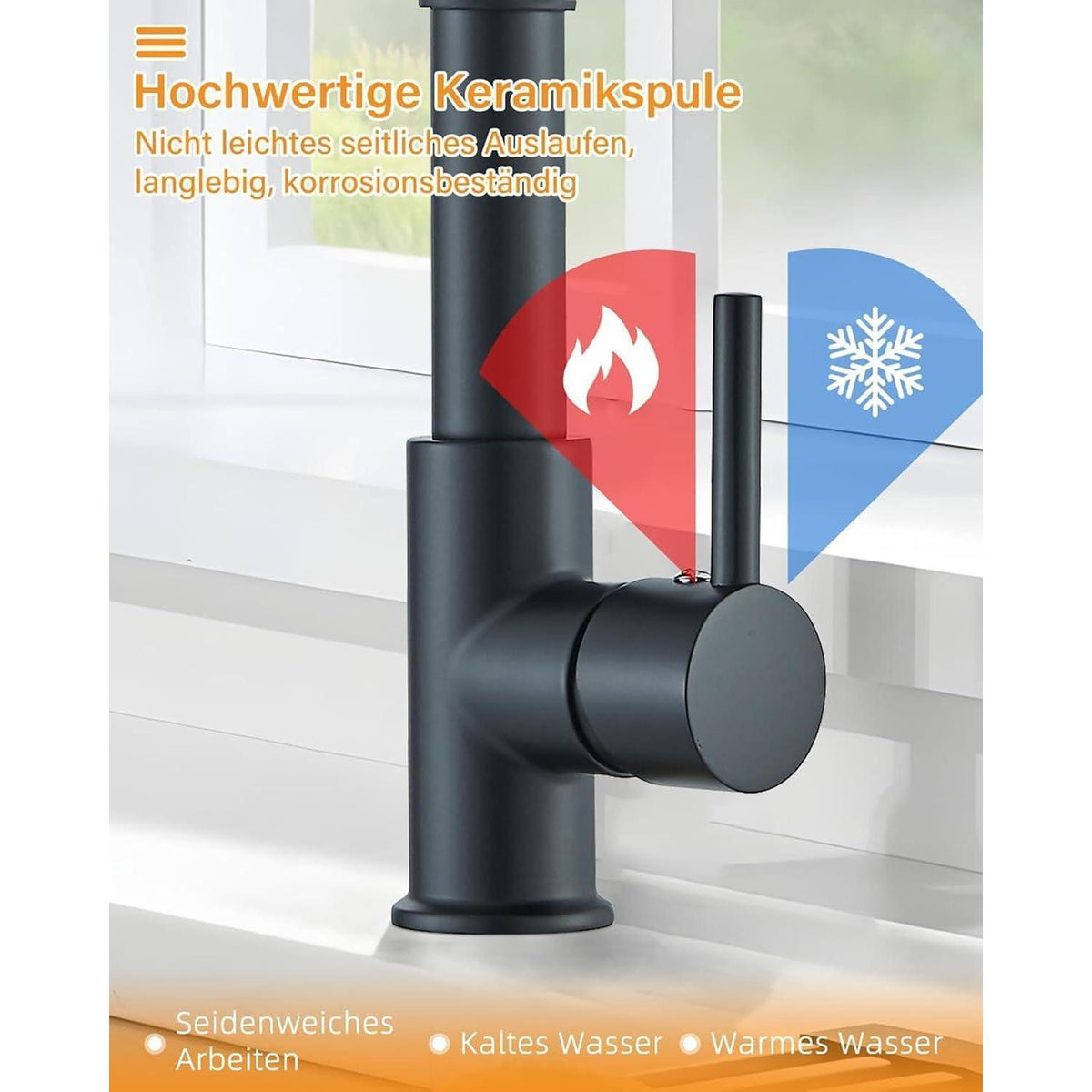 Niederdruck Küchenarmatur 360° Schwenkbar, Schwarz