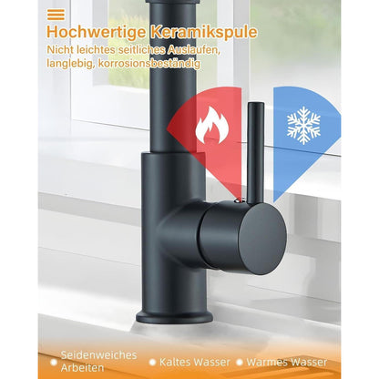 Niederdruck Küchenarmatur 360° Schwenkbar, Schwarz