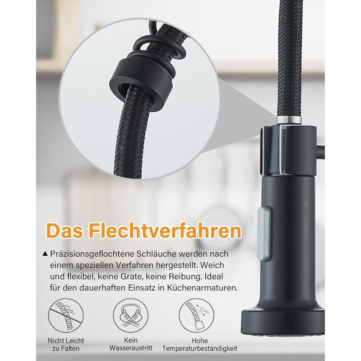 Niederdruck Küchenarmatur 360° Schwenkbar, Schwarz