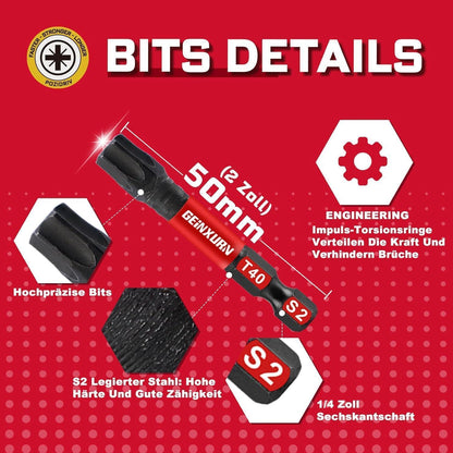 Schlagfester Torx T40 Schrauberbitsatz 50mm, 30 Stück mit Magnet-Bit-Halter