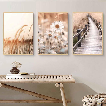 Boho Poster Set 3er Strand Landschaft Leinwandbild 40x50cm