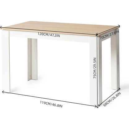 Essgruppe Eiche-Weiß 120cm mit 4 Esszimmerstühlen
