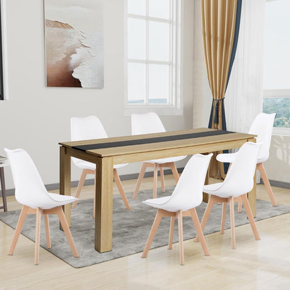 Essgruppe Esstisch 160cm Eiche & 6 Esszimmerstühle Weiß