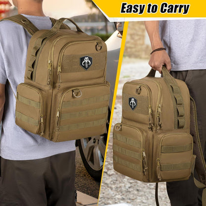 Werkzeugrucksack Khaki mit Organizer-Taschen für Handwerker