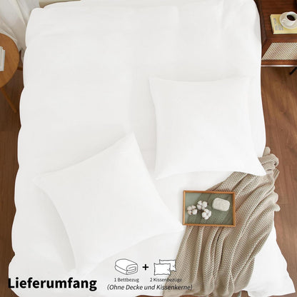 Doppelte Muslin Bettwäsche 200x200 Weiß – Weich & Atmungsaktiv