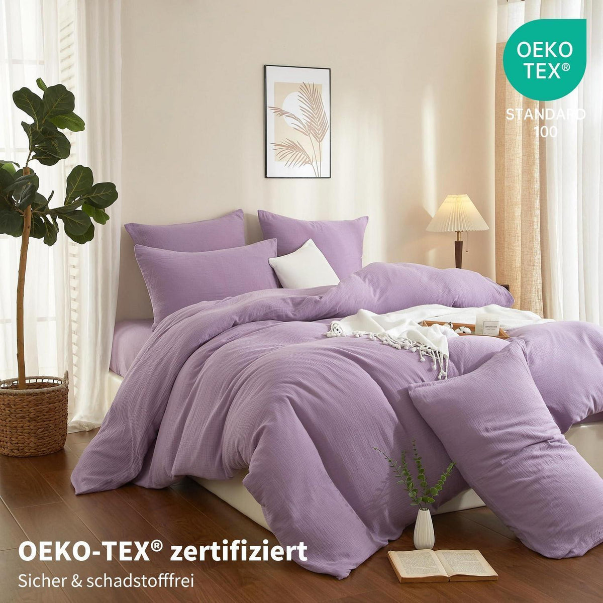 Doppelte Muslin Bettwäsche Lila 155x220 cm - 3-teilig