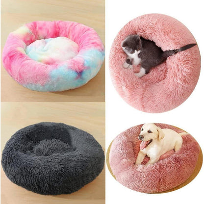 Flauschiges Hundebett XXL (120cm) Dunkelgrau – Rundes Kuschelbett