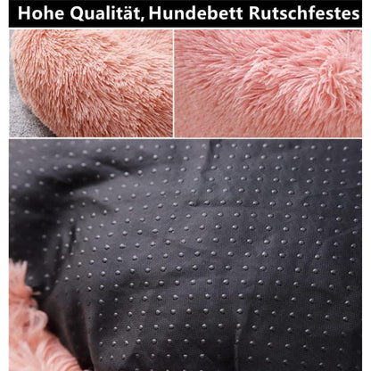 Flauschiges Hundebett XXL (120cm) Dunkelgrau – Rundes Kuschelbett