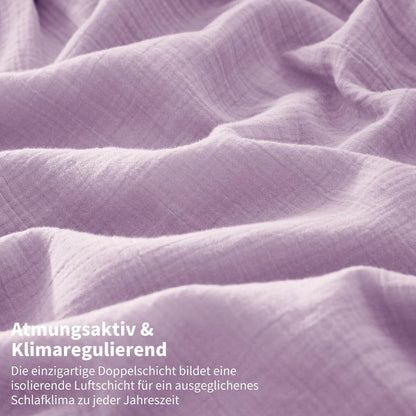 Doppelte Muslin Bettwäsche Lila 220x240 - 3-teilig & Atmungsaktiv
