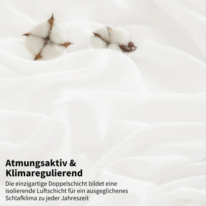 Doppelte Muslin Bettwäsche 200x220 Weiß – Weich & Atmungsaktiv