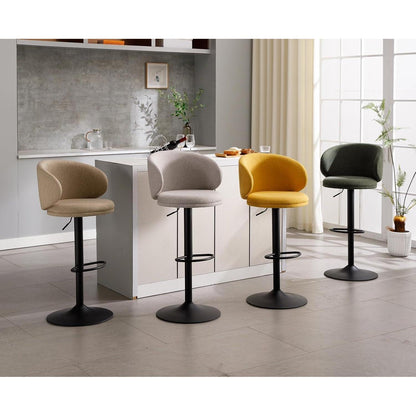 Barhocker Set 2er – Höhenverstellbar, Gelb, Leinenstoff