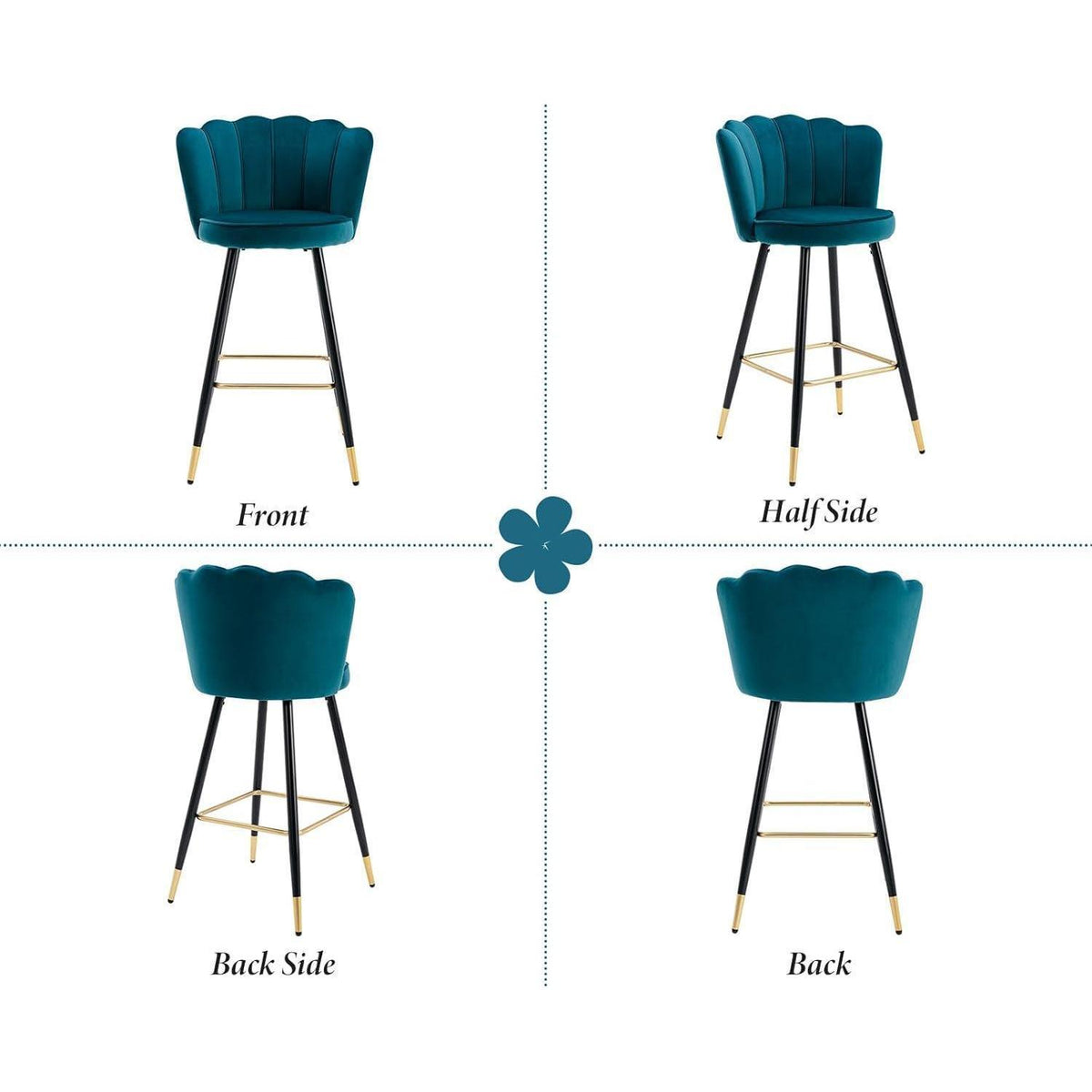 Ya-Home Samt Barhocker 2er Set, Blau – Komfortabler Tresenstuhl