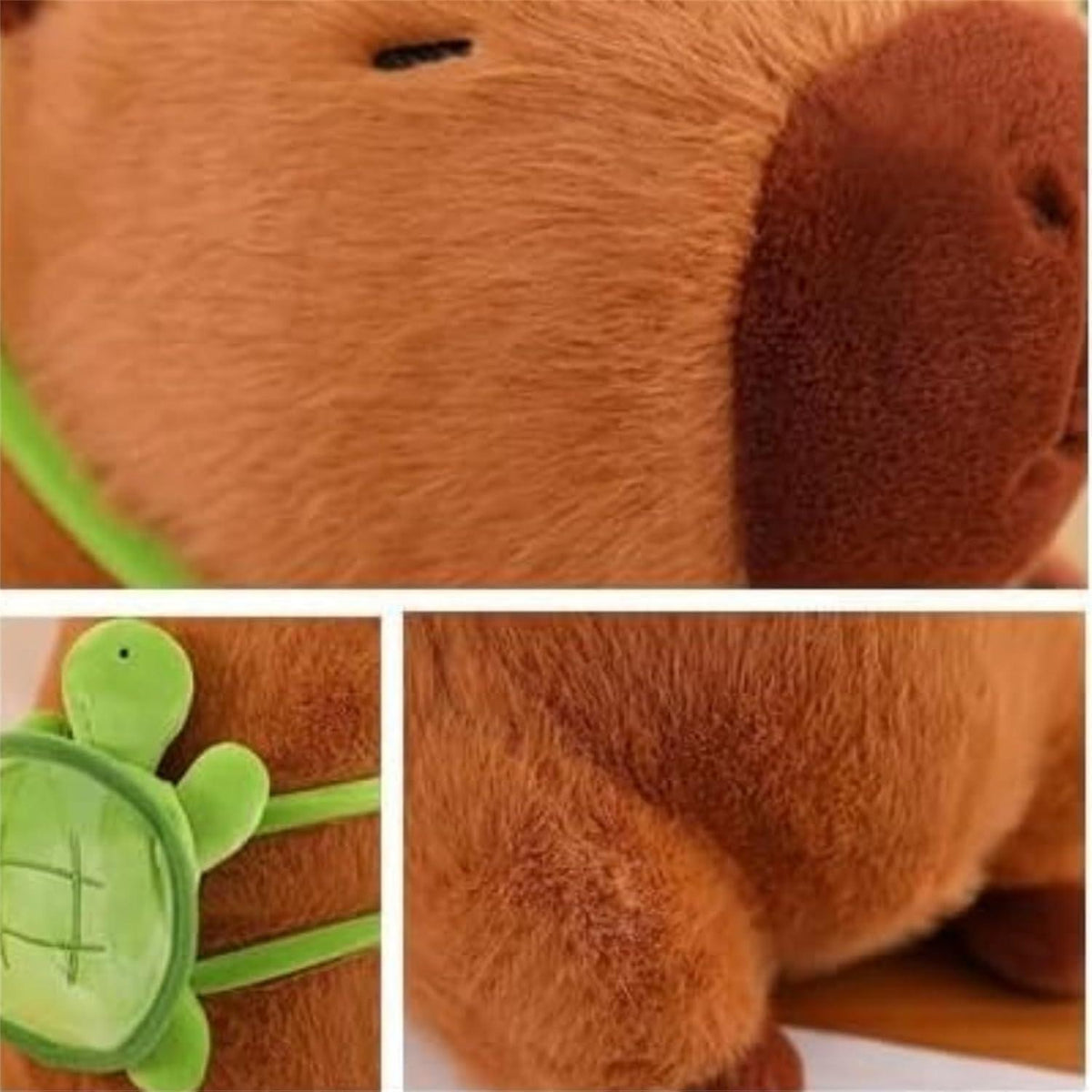 Capybara Plüschtier mit Schildkrötenrucksack - Kuscheliges Stofftier 33cm