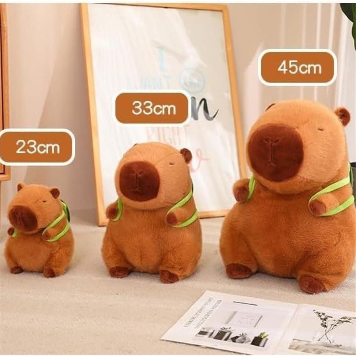 Capybara Plüschtier mit Schildkrötenrucksack - Kuscheliges Stofftier 33cm