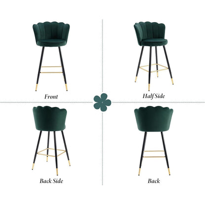 Ya-Home Samt Barhocker 2er Set – Grün, Retro Design