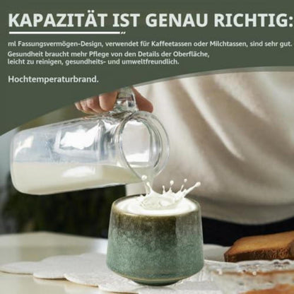 Espressotassen Set 4-teilig | Steingut Kaffeetassen ohne Henkel