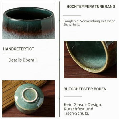 Espressotassen Set 4-teilig | Steingut Kaffeetassen ohne Henkel