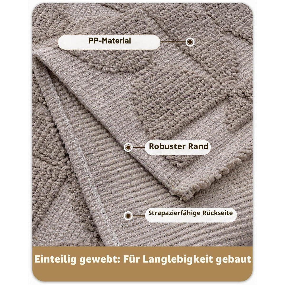 Fußmatte waschbar 120x180cm - Taupe, rutschfest & dünn