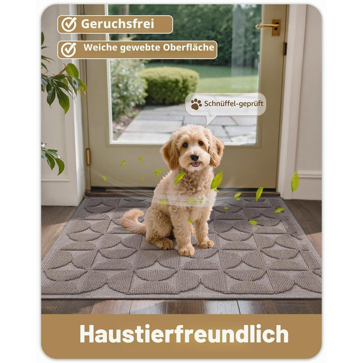 Fußmatte waschbar 120x180cm - Taupe, rutschfest & dünn