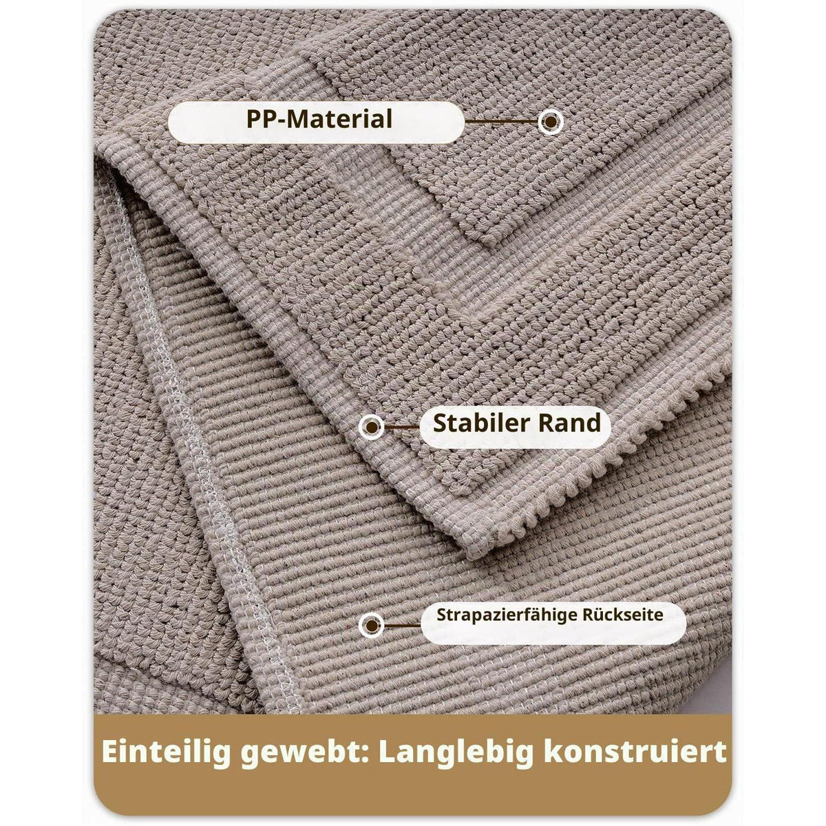 Fußmatte waschbar 120x180cm - Taupe Border, Innen & Außen