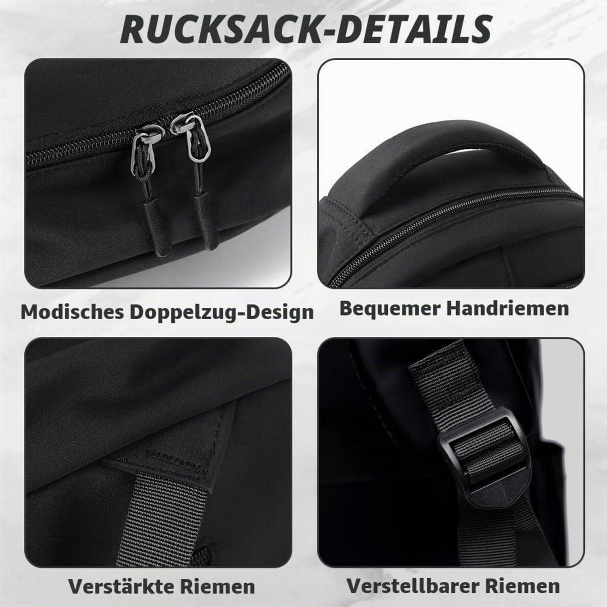 Schulrucksack 15,6 Zoll Laptop Rucksack Schwarz für Teenager