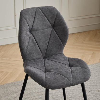 4er-Set Esszimmerstühle Leinen-Diamant Dunkelgrau