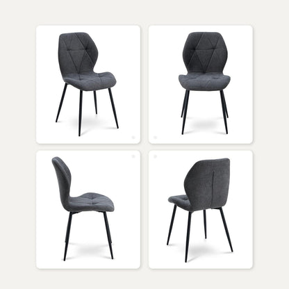 8 Esszimmerstühle Leinen-Diamant Dunkelgrau, Komfort & Design