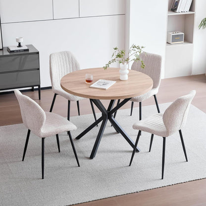 4er-Set Esszimmerstühle Leinen, Schwarz, Beige – Bequem & Modern