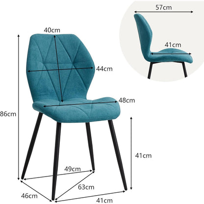 4 Esszimmerstühle Leinenstoff, gepolstert, blau
