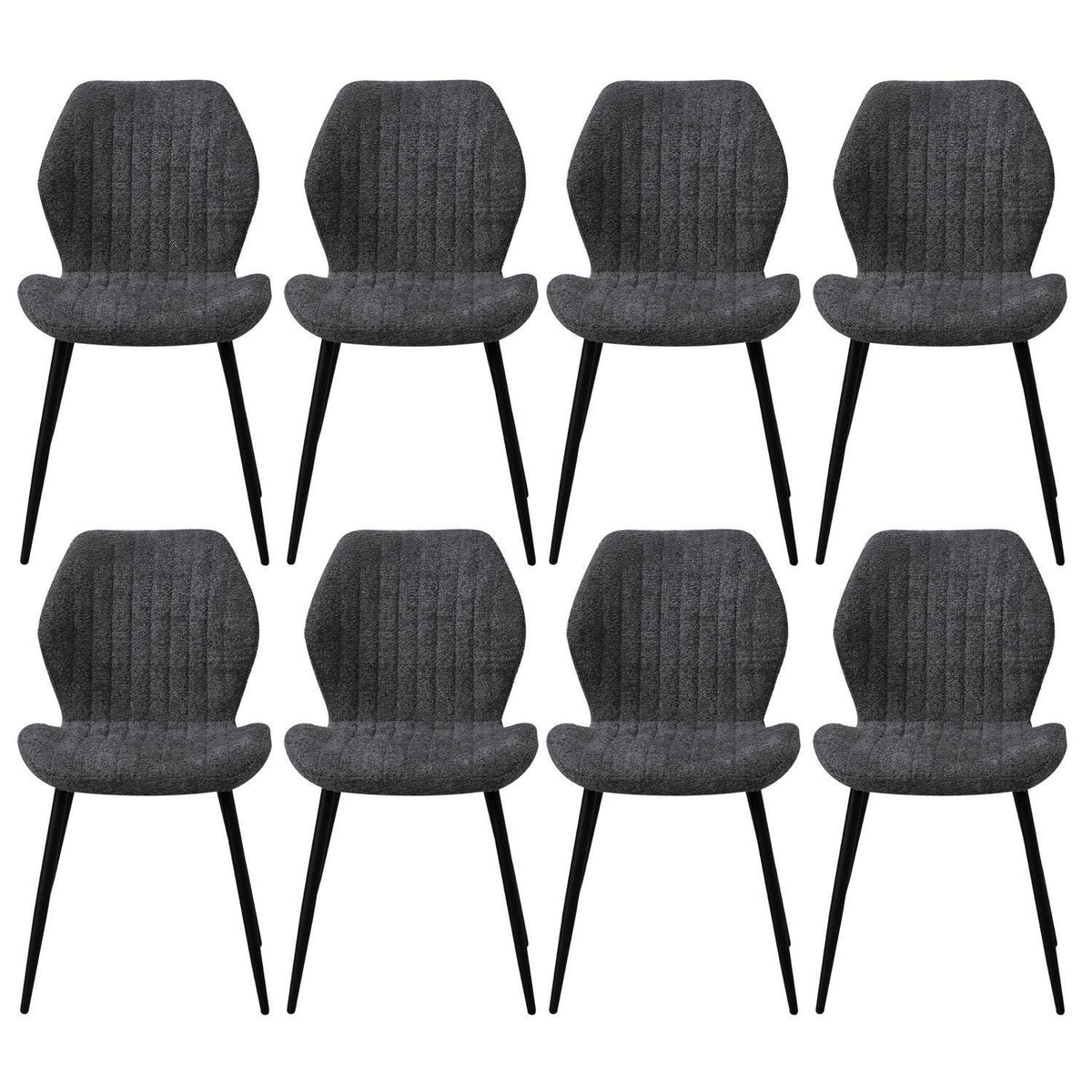 8er-Set Esszimmerstühle Leinen Schwarz – Bequemes Montagedesign