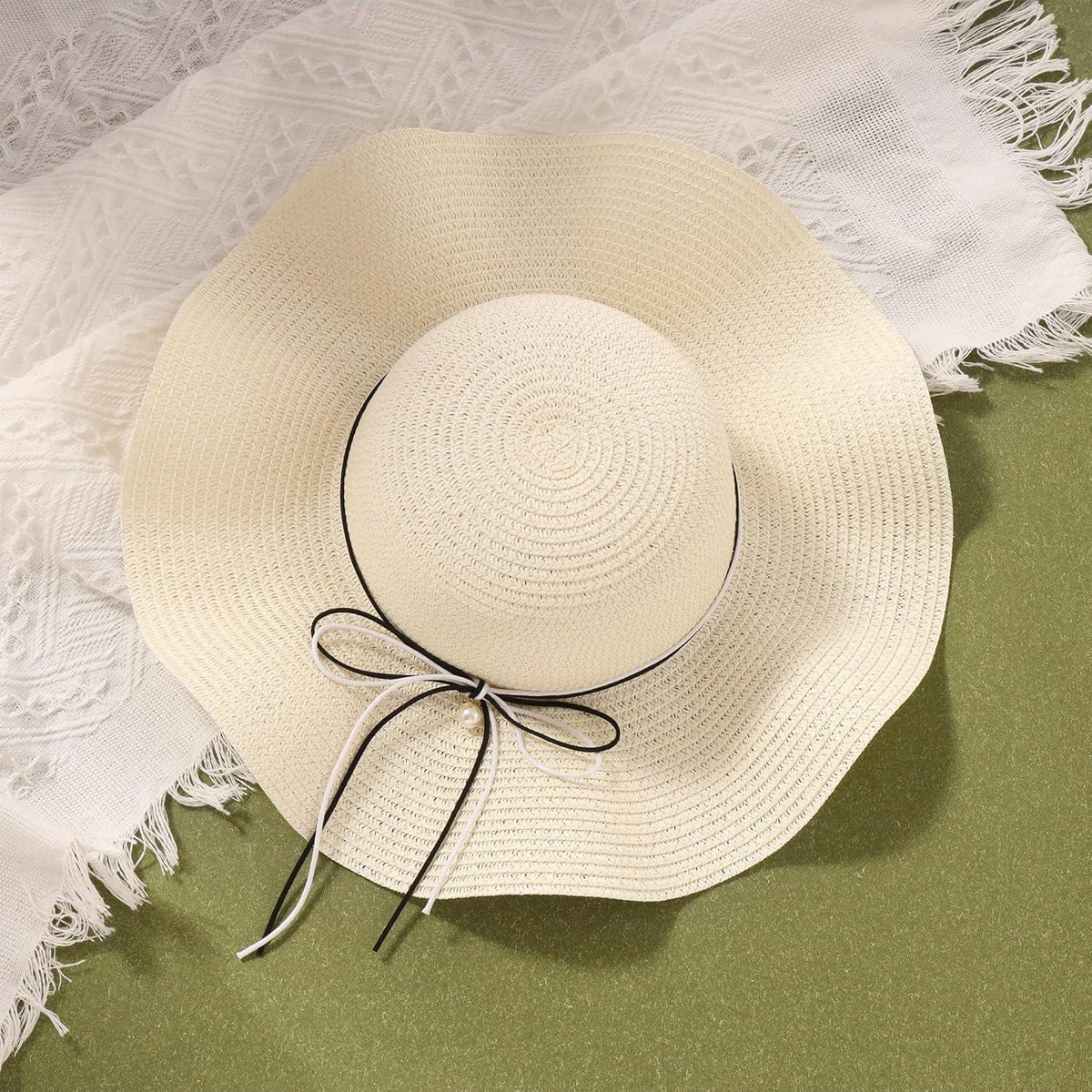 Damen Strohhut Faltbar mit Krempe & Schleife – Sommer & Strand