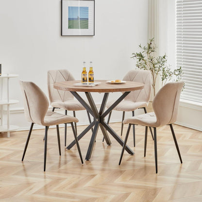 8 Esszimmerstühle Leinen-Diamant Beige, Gepolstert & Komfortabel